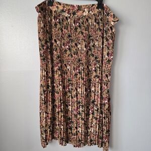 Vintage Floral Pleated Women's Mini Skirt Size 3X